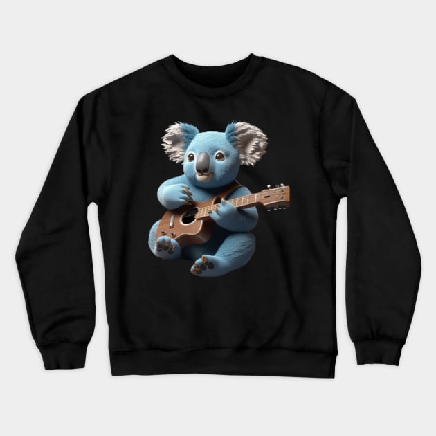 A Blues Guitar Playing Koala Bear Crewneck Sweatshirt by Musical Art By Andrew